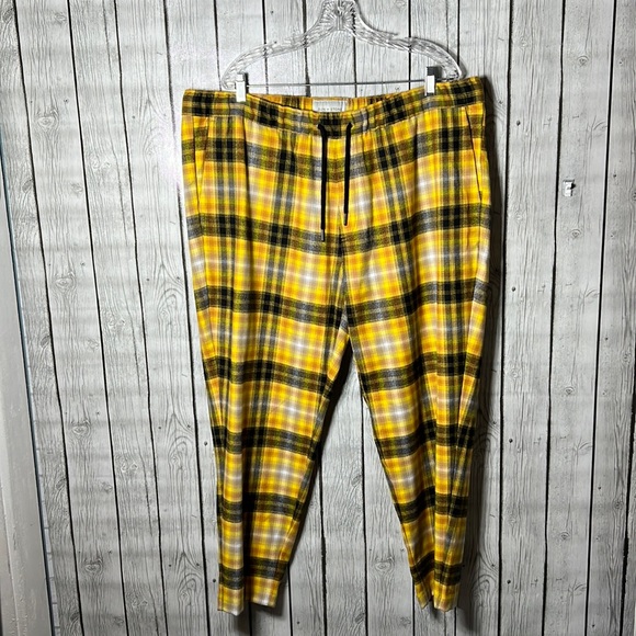 Sun & Stone Men's Yellow Jonathan Plaid Casual Pants Size XXL - Picture 2 of 8